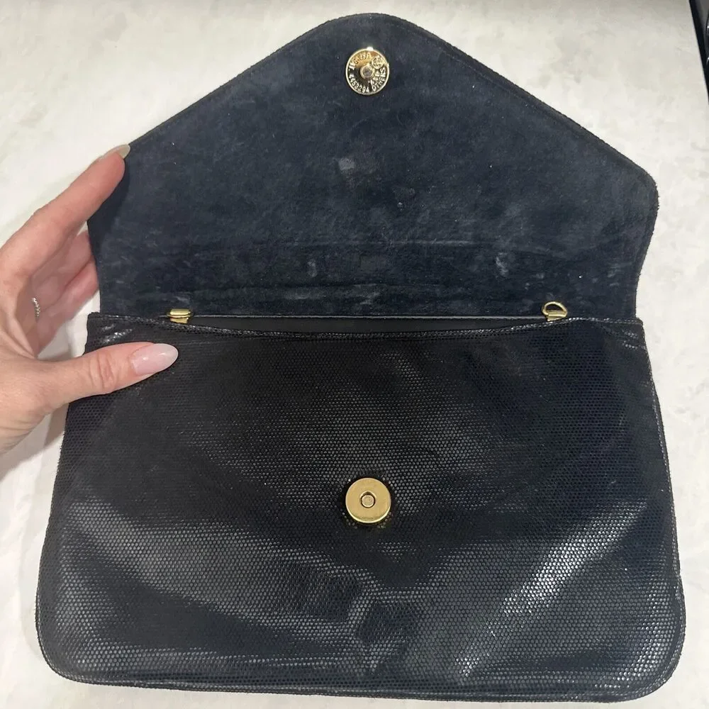 Vintage Frenchy of California Black Envelope Clutch Sparkly Made in USA 80s